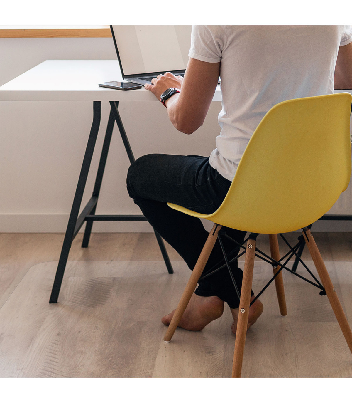 antiscivolo Tappetino protettivo resistente sotto la scrivania per sedia a rotelle non adatto per tappeti 59 x 44 cm, beige riduzione del rumore 