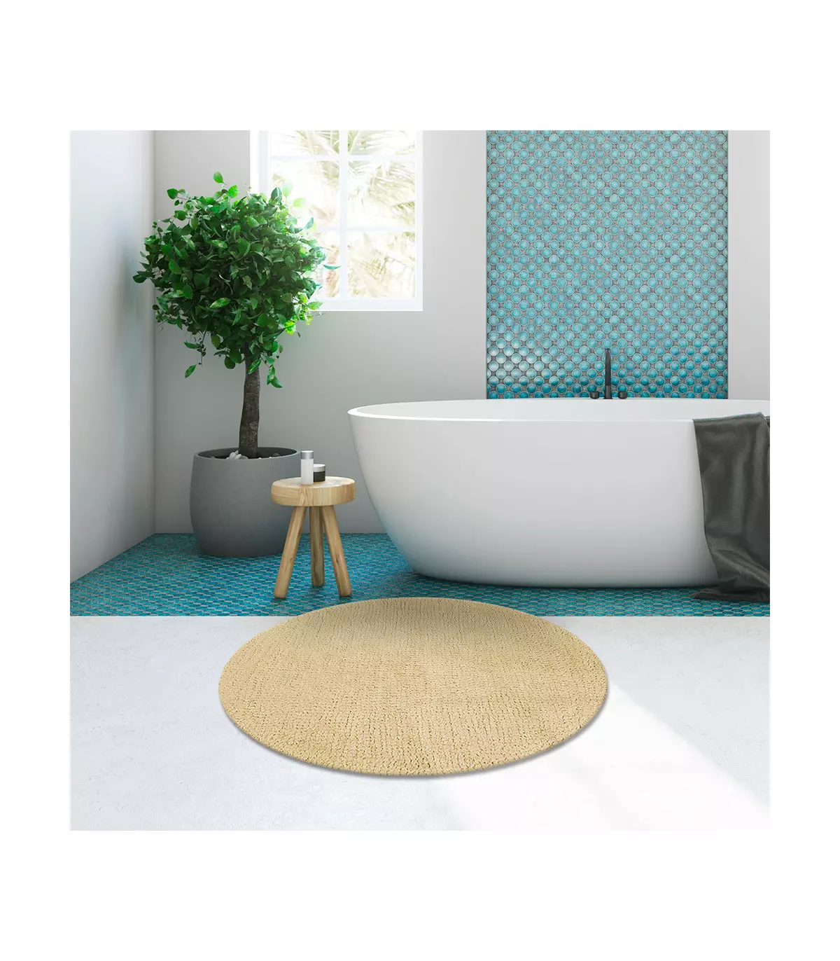 Tappetino da bagno rotondo Marrakech 100% cotone Tappeto da doccia  circolare super morbido per bagno Verde salvia O Grigio -  Italia