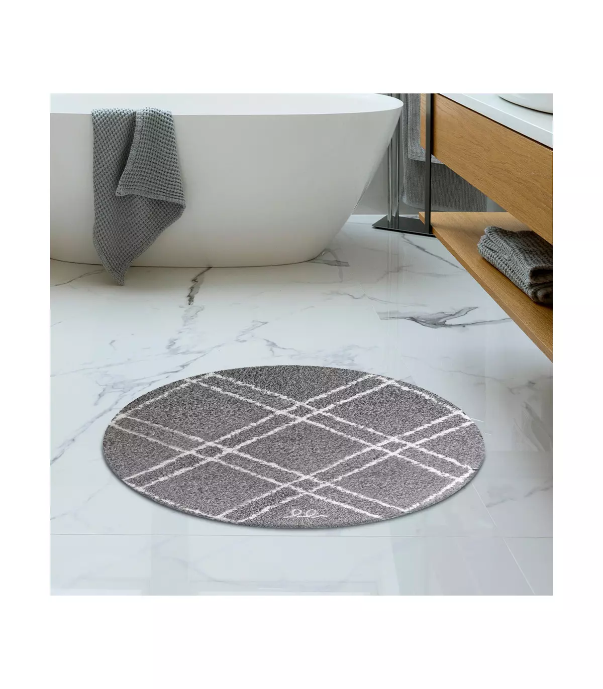 Tappeto bagno moderno grigio, assorbente, 2 misure e 6 colori