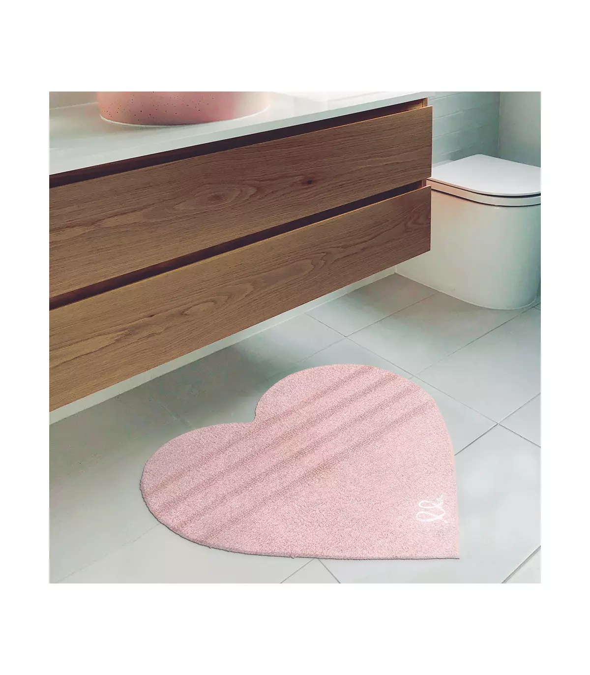 Tappeto bagno antiscivolo e lavabile, a forma di cuore, 6 colori