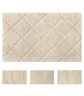 NATURAL Handmade organic cotton bath mat, 2 sizes, assorted geometric textures