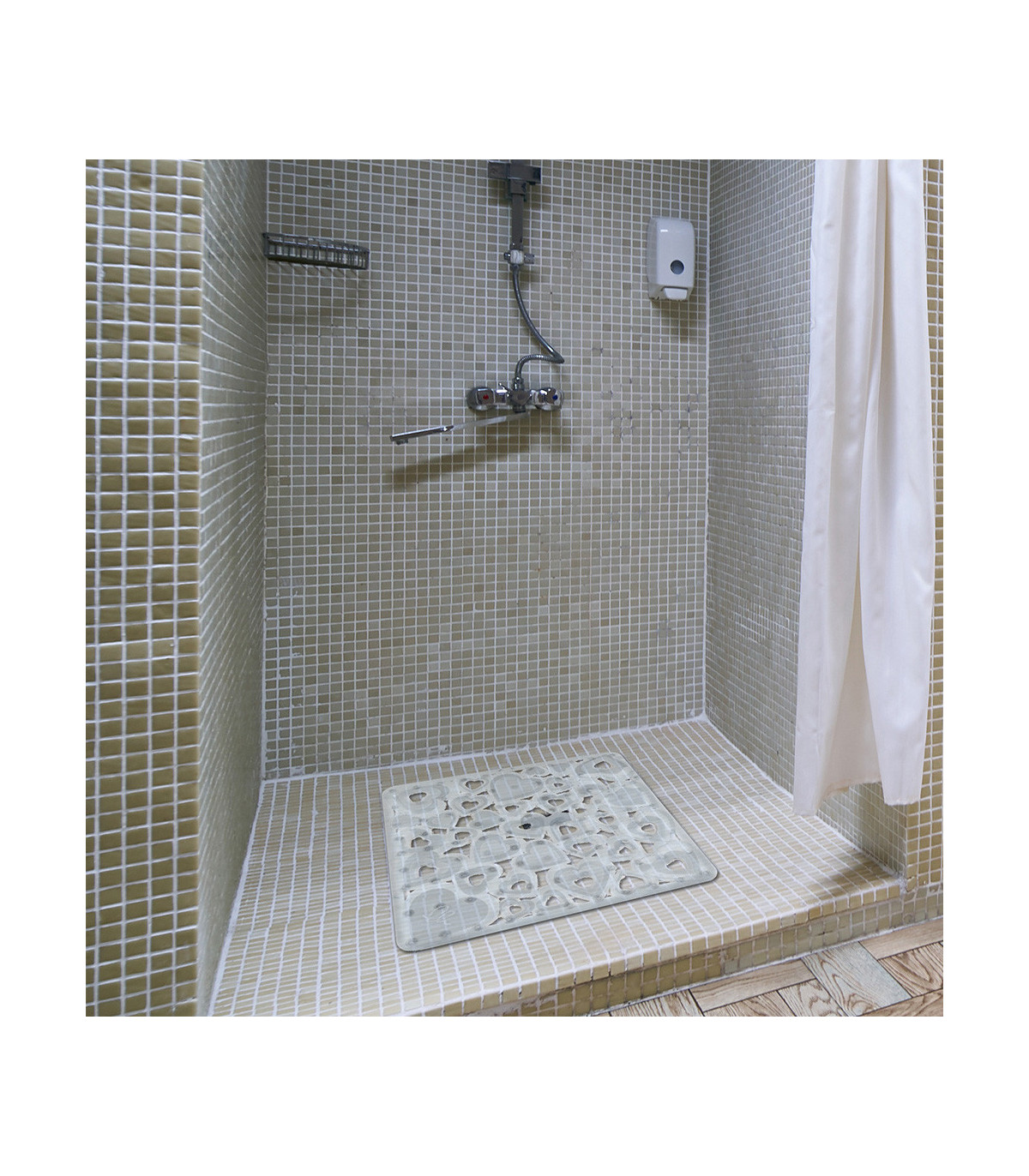 In-Tub Mildew Resistant Suction Cup Rubber Shower Mat Gray Safety Shower Mat 