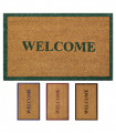 WISH WELCOME - Entrance mat in natural coconut and non-slip rubber, rectangular or half-moon 45x75 cm